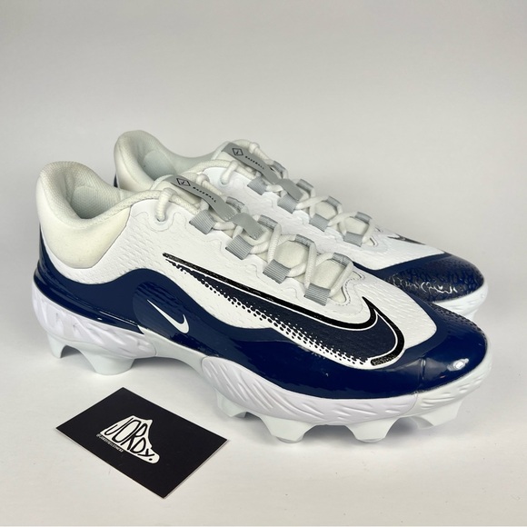 Nike Alpha Huarache Elite 4 Low MCS White Midnight Navy Baseball Cleats Sz 11.5 - Picture 2 of 10